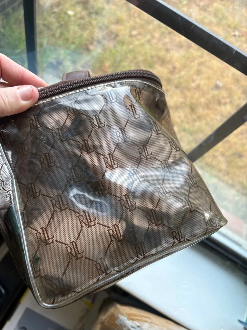 Ralph Lauren Clear w/ Brown RL Monogram Toiletry Bag